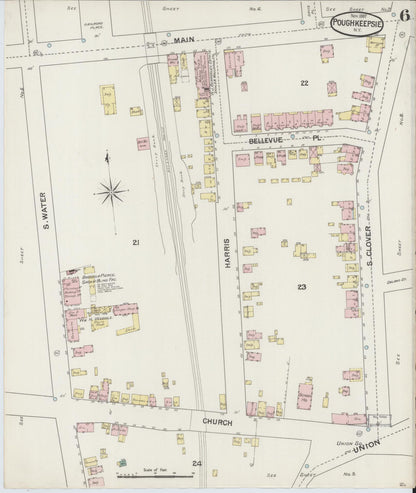 Sanborn Fire Insurance Map from Poughkeepsie, Dutchess County, New York (1887), Sheet #0006 - Complete Map Set gallery image, historic Sanborn map, vintage wall art, New York New York