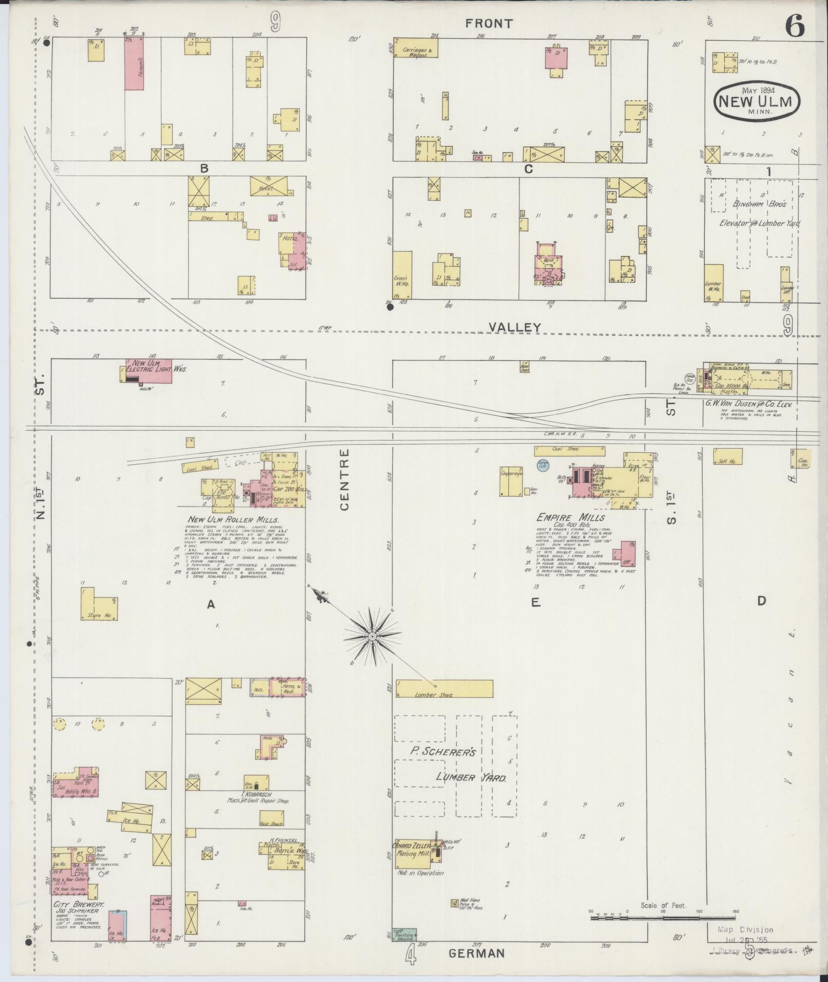 Sanborn Fire Insurance Map from New Ulm, Brown County, Minnesota (1894), Sheet #0006 - Complete Map Set gallery image, historic Sanborn map, vintage wall art, Minnesota Minnesota