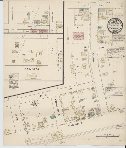 Sanborn Fire Insurance Map from Winnemucca, Humboldt County, Nevada. (1885) – Historic Sanborn Fire Insurance Map Print
