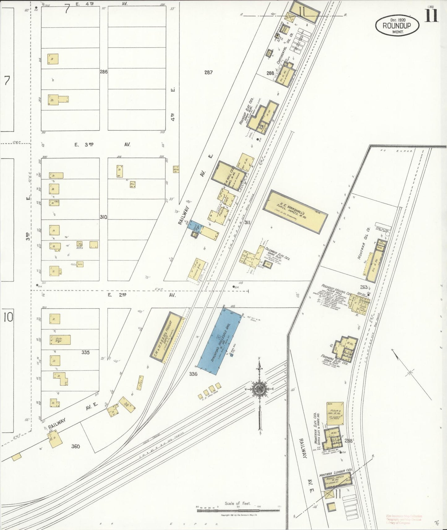Sanborn Fire Insurance Map from Roundup, Musselshell County, Montana (1920), Sheet #0011 - Complete Map Set gallery image, historic Sanborn map, vintage wall art, Montana Montana