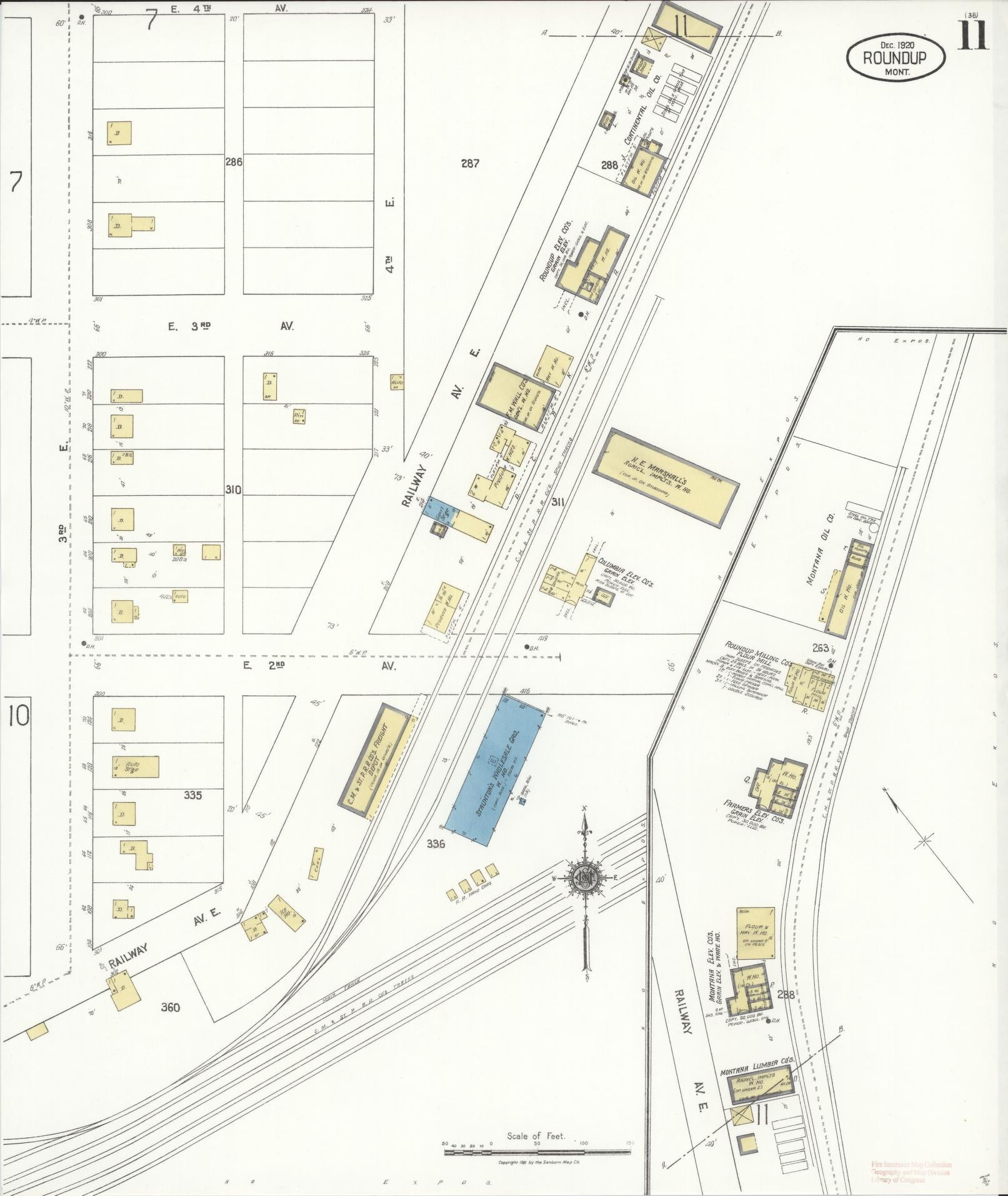 Sanborn Fire Insurance Map from Roundup, Musselshell County, Montana (1920), Sheet #0011 - Complete Map Set gallery image, historic Sanborn map, vintage wall art, Montana Montana