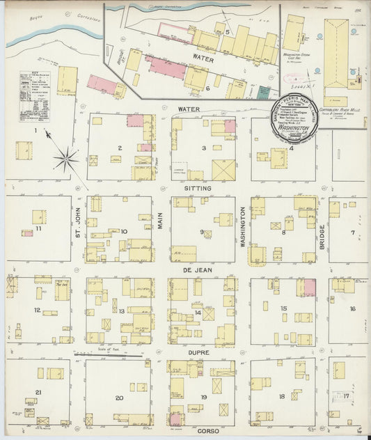 Sanborn Fire Insurance Map from Washington, Saint Landry Parish, Louisiana (1892), Sheet #0001 - Historic Sanborn Fire Insurance Map Print, vintage old map wall art, antique decor, genealogy gift, Washington Washington map