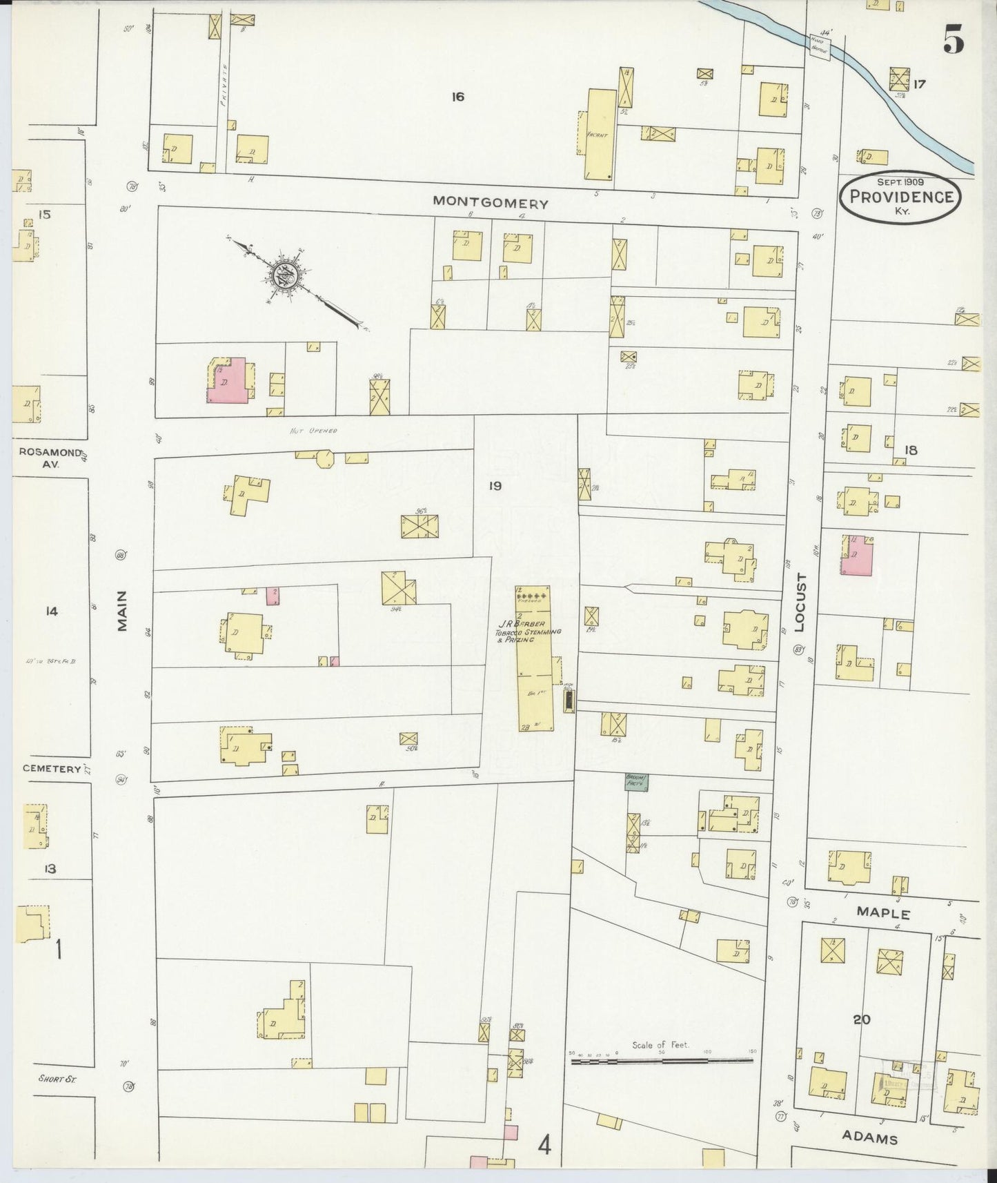 Sanborn Fire Insurance Map from Providence, Webster County, Kentucky (1909), Sheet #0005 - Historic Sanborn Fire Insurance Map Print, vintage old map wall art, antique decor, genealogy gift, Kentucky Kentucky map