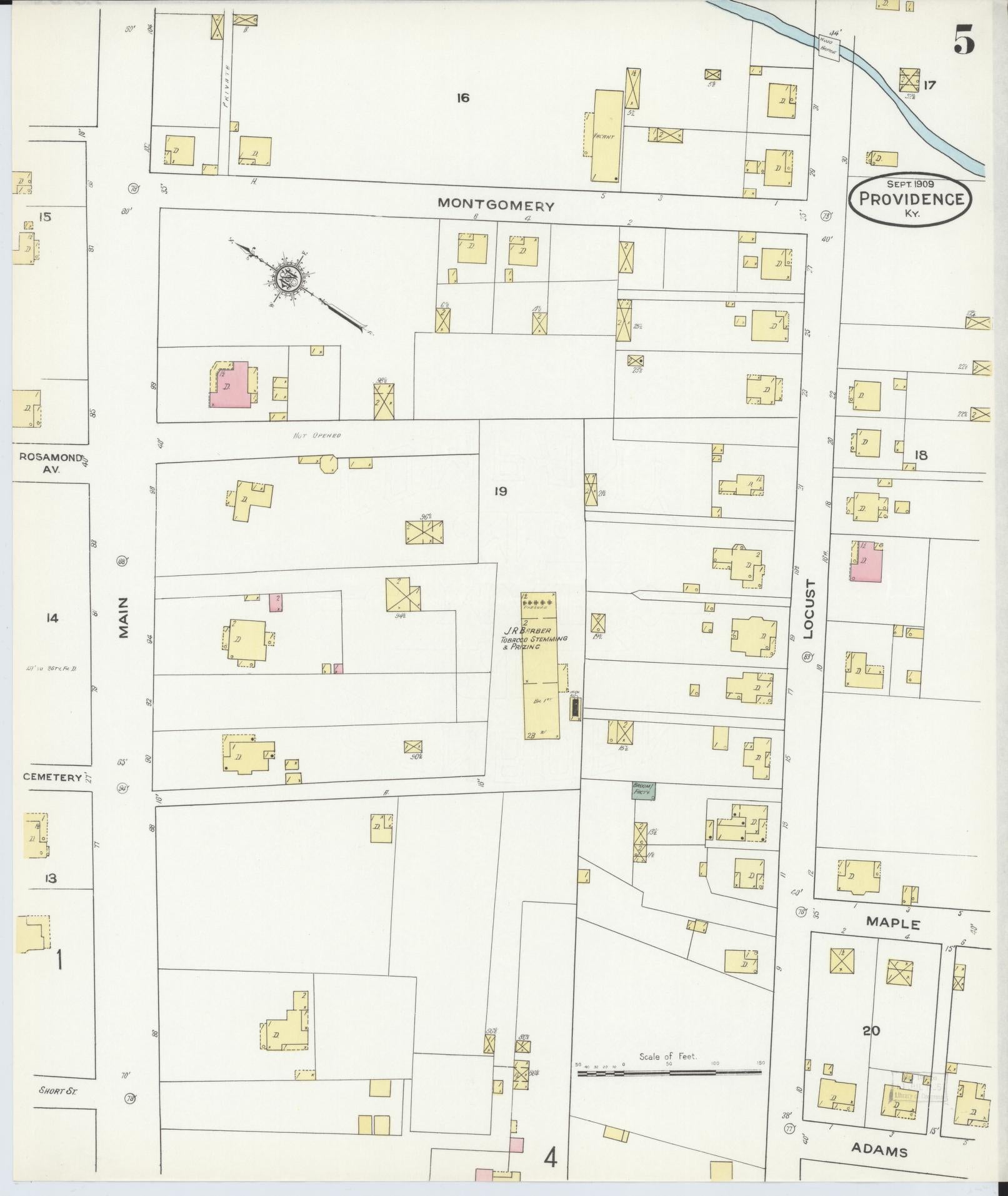 Sanborn Fire Insurance Map from Providence, Webster County, Kentucky (1909), Sheet #0005 - Historic Sanborn Fire Insurance Map Print, vintage old map wall art, antique decor, genealogy gift, Kentucky Kentucky map