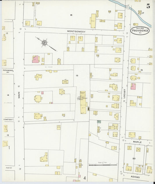 Sanborn Fire Insurance Map from Providence, Webster County, Kentucky (1909), Sheet #0005 - Historic Sanborn Fire Insurance Map Print, vintage old map wall art, antique decor, genealogy gift, Kentucky Kentucky map
