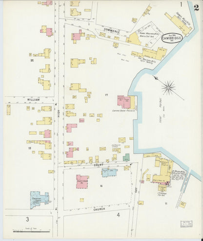 Sanborn Fire Insurance Map from Cambridge, Dorchester County, Maryland (1896), Sheet #0002 - Complete Map Set gallery image, historic Sanborn map, vintage wall art, Maryland Maryland