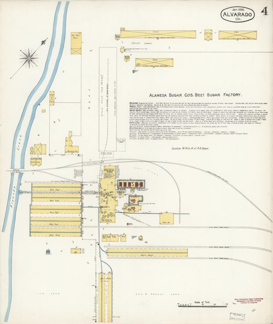 Sanborn Fire Insurance Map from Alvarado, Alameda County, California (1896), Sheet #0004 - Historic Sanborn Fire Insurance Map Print, vintage old map wall art, antique decor, genealogy gift, California California map