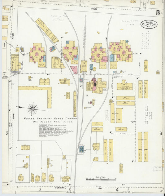 Sanborn Fire Insurance Map from Clayton, Gloucester County, New Jersey (1905), Sheet #0005 - Historic Sanborn Fire Insurance Map Print, vintage old map wall art, antique decor, genealogy gift, New Jersey New Jersey map