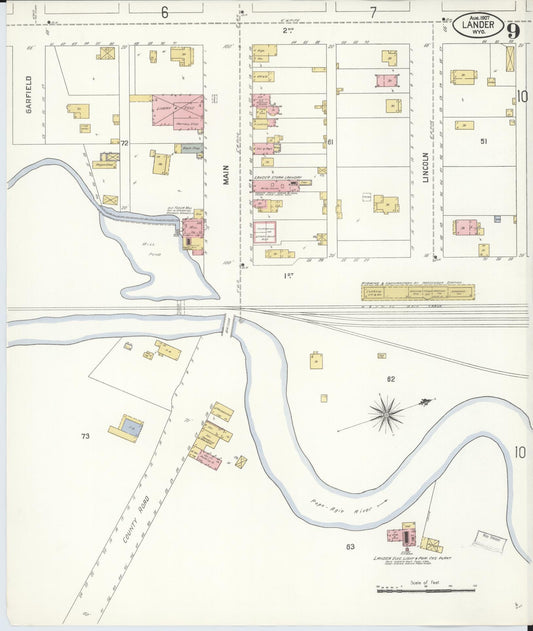 Sanborn Fire Insurance Map from Lander, Fremont County, Wyoming (1907), Sheet #0009 - Historic Sanborn Fire Insurance Map Print, vintage old map wall art, antique decor, genealogy gift, Wyoming Wyoming map