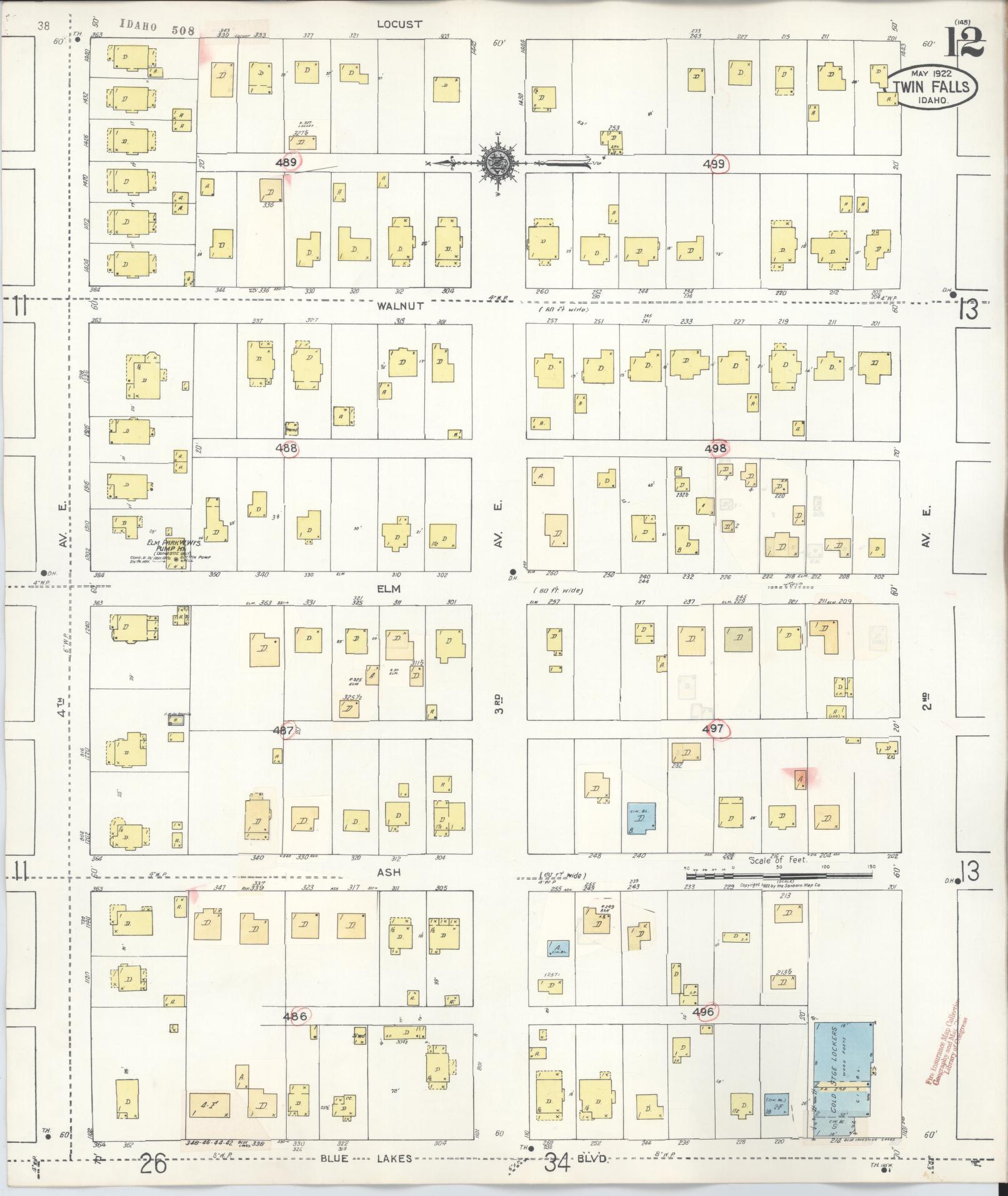 Sanborn Fire Insurance Map from Twin Falls, Twin Falls County, Idaho (1949), Sheet #0012 - Complete Map Set gallery image, historic Sanborn map, vintage wall art, Falls Idaho