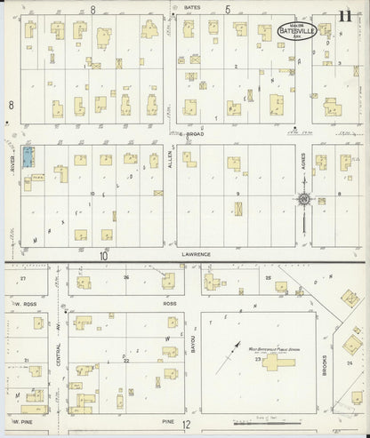 Sanborn Fire Insurance Map from Batesville, Independence County, Arkansas (1914), Sheet #0011 - Complete Map Set gallery image, historic Sanborn map, vintage wall art, Arkansas Arkansas