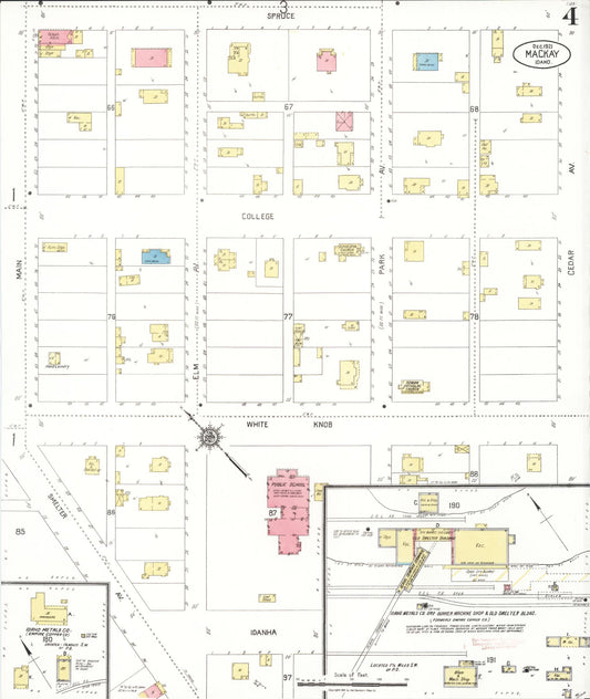 Sanborn Fire Insurance Map from Mackay, Custer County, Idaho (1921), Sheet #0004 - Historic Sanborn Fire Insurance Map Print, vintage old map wall art, antique decor, genealogy gift, Idaho Idaho map