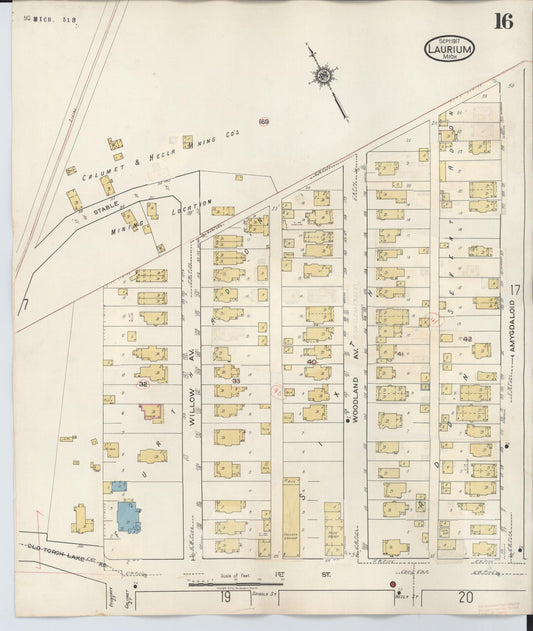 Sanborn Fire Insurance Map from Laurium, Houghton County, Michigan (1949), Sheet #0016 - Historic Sanborn Fire Insurance Map Print, vintage old map wall art, antique decor, genealogy gift, Michigan Michigan map