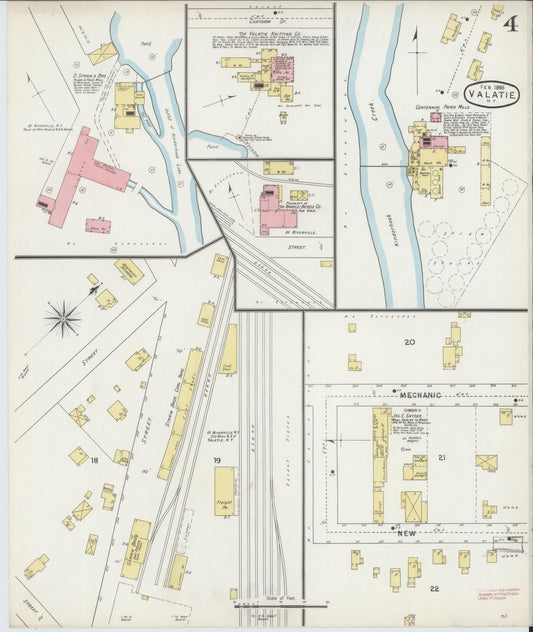 Sanborn Fire Insurance Map from Valatie, Columbia County, New York (1895), Sheet #0004 - Historic Sanborn Fire Insurance Map Print, vintage old map wall art, antique decor, genealogy gift, New York New York map