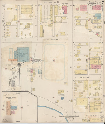 Sanborn Fire Insurance Map from Glasgow, Valley County, Montana (1937), Sheet #0007 - Complete Map Set gallery image, historic Sanborn map, vintage wall art, Montana Montana