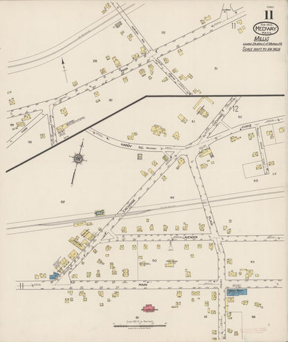 Sanborn Fire Insurance Map from Medway, Norfolk County, Massachusetts (1922), Sheet #0011 - Complete Map Set gallery image, historic Sanborn map, vintage wall art, Massachusetts Massachusetts