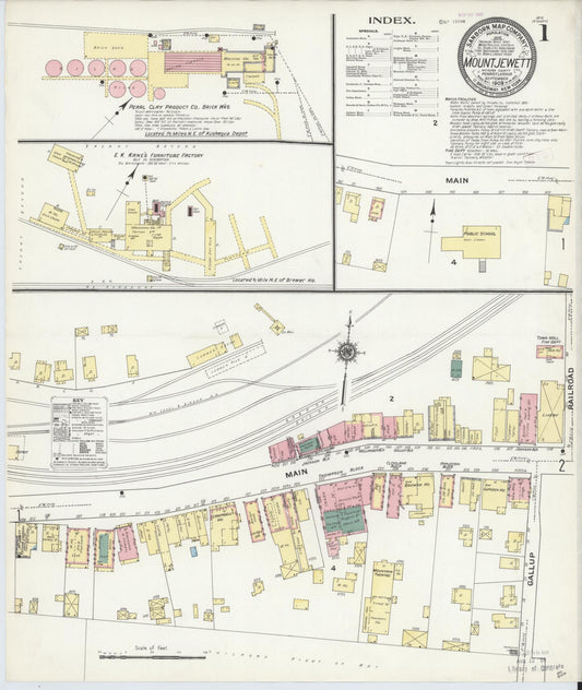 Sanborn Fire Insurance Map from Mount Jewett, McKean County, Pennsylvania (1909), Sheet #0001 - Complete Map Set gallery image, historic Sanborn map, vintage wall art, Pennsylvania Pennsylvania