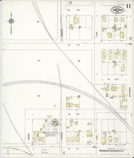 Sanborn Fire Insurance Map from Vancouver, Clark County, Washington (1911), Sheet #0011 - Historic Sanborn Fire Insurance Map Print, vintage old map wall art, antique decor, genealogy gift, Washington Washington map