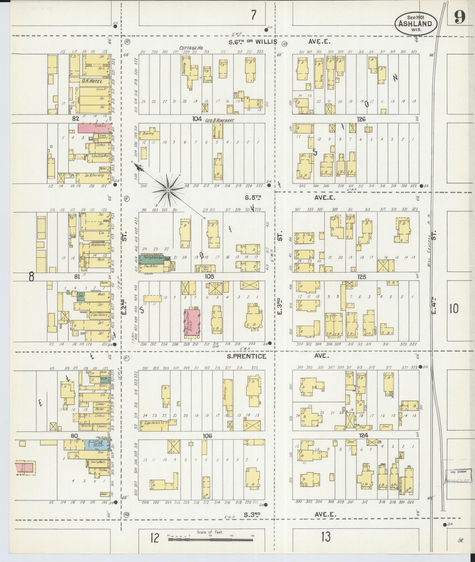 Sanborn Fire Insurance Map from Ashland, Ashland County, Wisconsin (1901), Sheet #0009 - Complete Map Set gallery image, historic Sanborn map, vintage wall art, Wisconsin Wisconsin