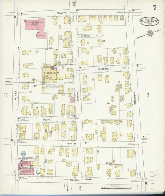 Sanborn Fire Insurance Map from Willimantic, Windham County, Connecticut (1914), Sheet #0007 - Historic Sanborn Fire Insurance Map Print, vintage old map wall art, antique decor, genealogy gift, Connecticut Connecticut map