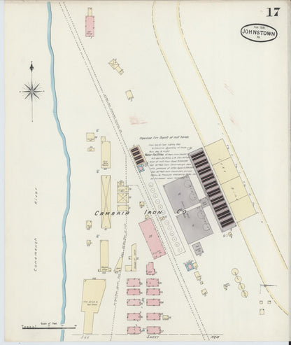 Sanborn Fire Insurance Map from Johnstown, Cambria County, Pennsylvania (1891), Sheet #0017 - Historic Sanborn Fire Insurance Map Print, vintage old map wall art, antique decor, genealogy gift, Pennsylvania Pennsylvania map