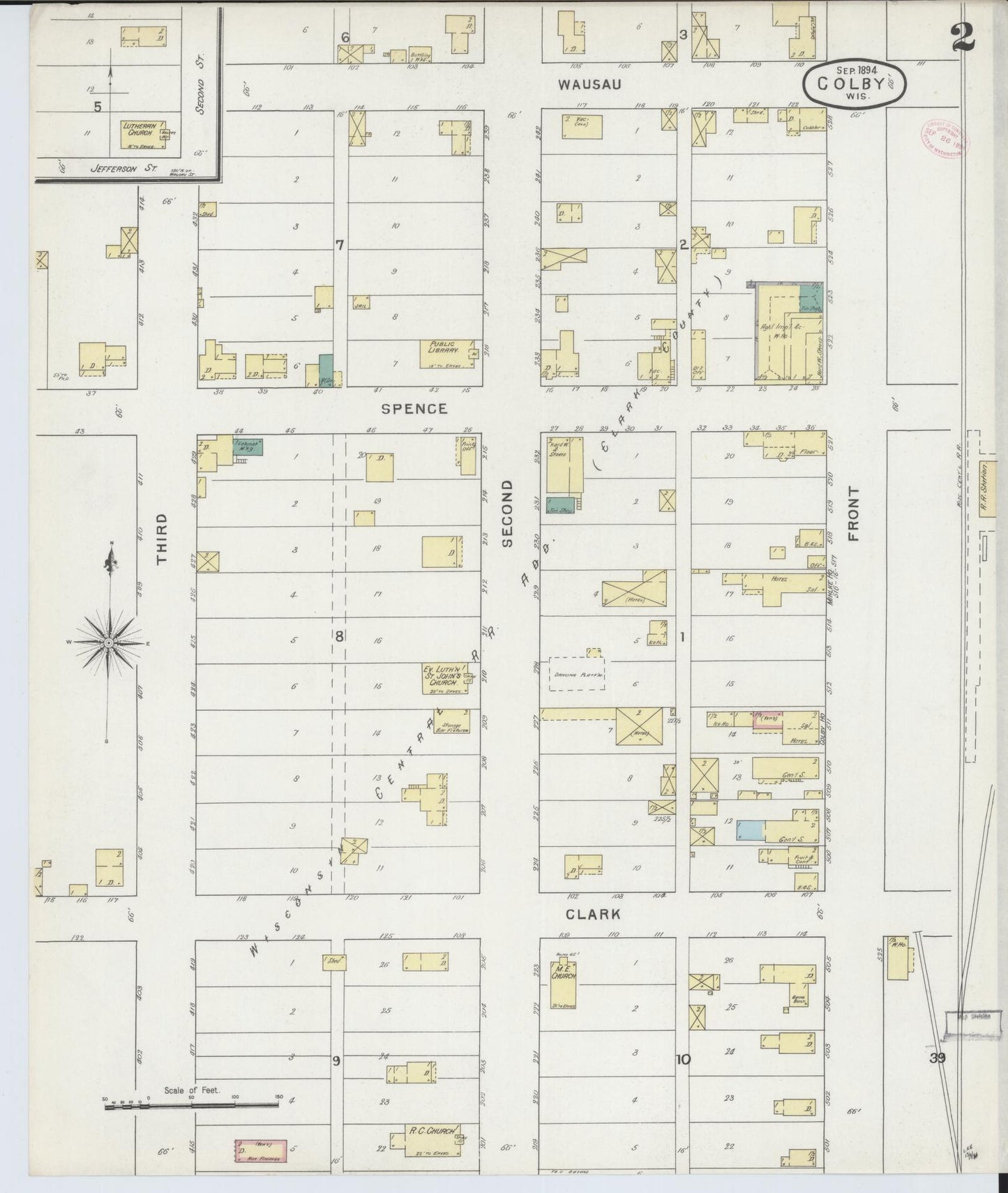 Sanborn Fire Insurance Map from Colby, Clark and Marathon Counties, Wisconsin (1894), Sheet #0002 - Historic Sanborn Fire Insurance Map Print, vintage old map wall art, antique decor, genealogy gift, Wisconsin Wisconsin map