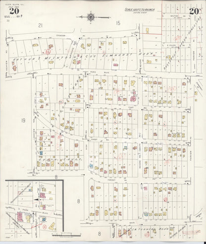 Sanborn Fire Insurance Map from Glen Ellyn, Du Page County, Illinois (1946), Sheet #0020 - Complete Map Set gallery image, historic Sanborn map, vintage wall art, Illinois Illinois