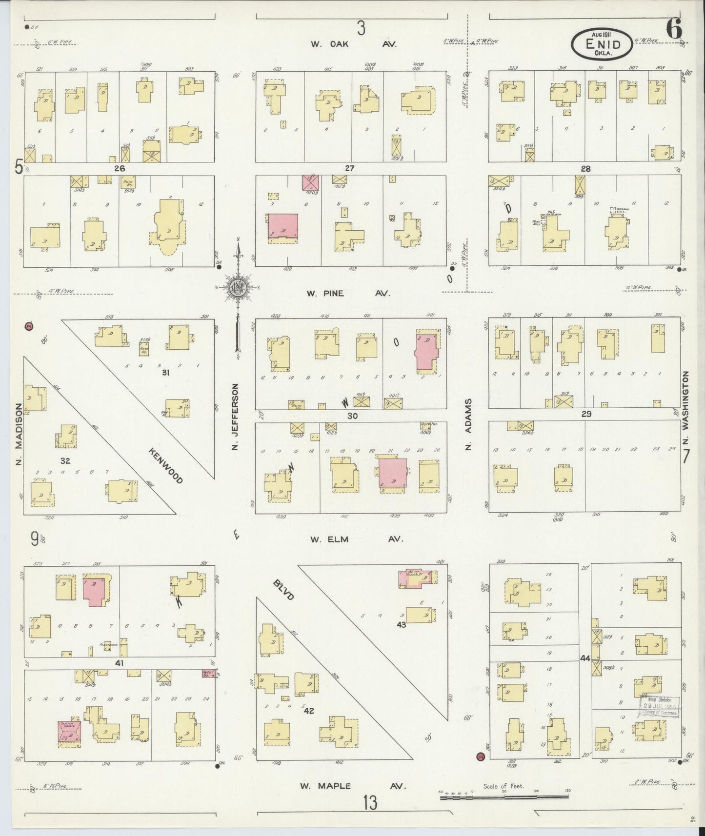 Sanborn Fire Insurance Map from Enid, Garfield County, Oklahoma (1911), Sheet #0006 - Complete Map Set gallery image, historic Sanborn map, vintage wall art, Oklahoma Oklahoma