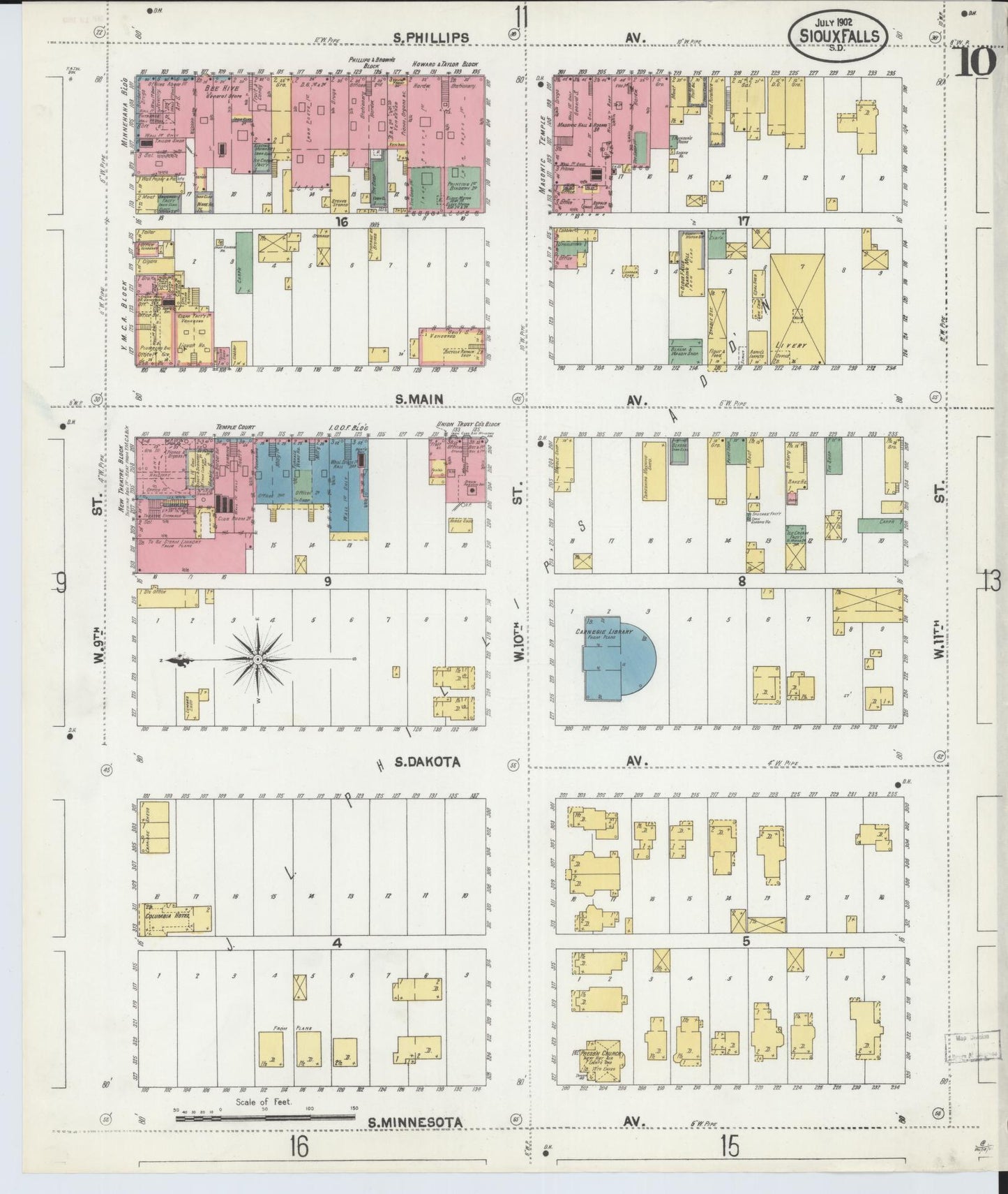 Sanborn Fire Insurance Map from Sioux Falls, Minnehaha County, South Dakota (1902), Sheet #0010 - Complete Map Set gallery image, historic Sanborn map, vintage wall art, South Dakota South Dakota