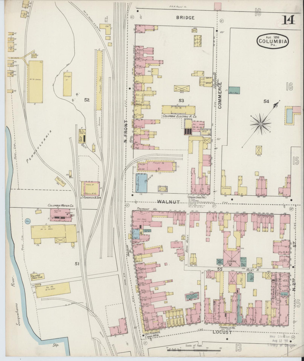 Sanborn Fire Insurance Map from Columbia, Lancaster County, Pennsylvania (1894), Sheet #0014 - Complete Map Set gallery image, historic Sanborn map, vintage wall art, Pennsylvania Pennsylvania