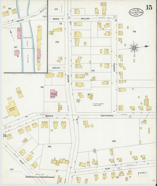 Sanborn Fire Insurance Map from Clinton, Worcester County, Massachusetts (1904), Sheet #0015 - Historic Sanborn Fire Insurance Map Print, vintage old map wall art, antique decor, genealogy gift, Massachusetts Massachusetts map
