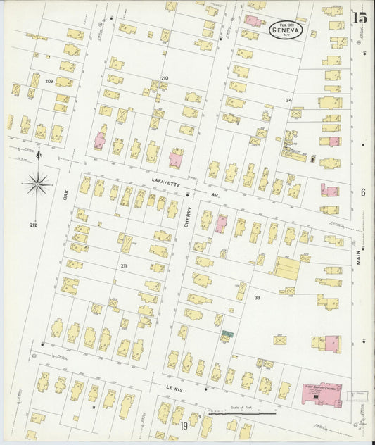 Sanborn Fire Insurance Map from Geneva, Ontario County, New York (1909), Sheet #0015 - Historic Sanborn Fire Insurance Map Print, vintage old map wall art, antique decor, genealogy gift, New York New York map