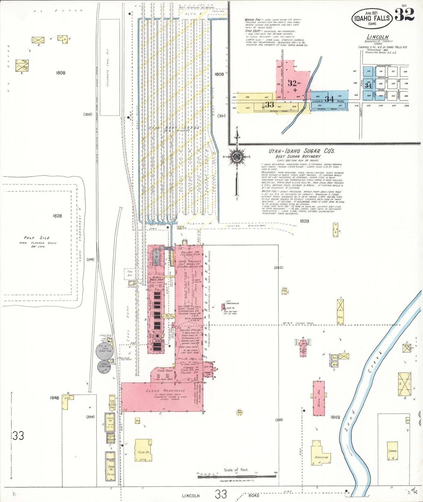 Sanborn Fire Insurance Map from Idaho Falls, Bonneville County, Idaho (1921), Sheet #0032 - Complete Map Set gallery image, historic Sanborn map, vintage wall art, Idaho Idaho