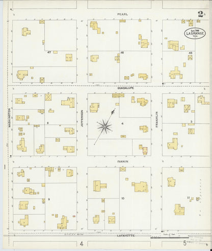 Sanborn Fire Insurance Map from La Grange, Fayette County, Texas (1906), Sheet #0002 - Complete Map Set gallery image, historic Sanborn map, vintage wall art, Texas Texas