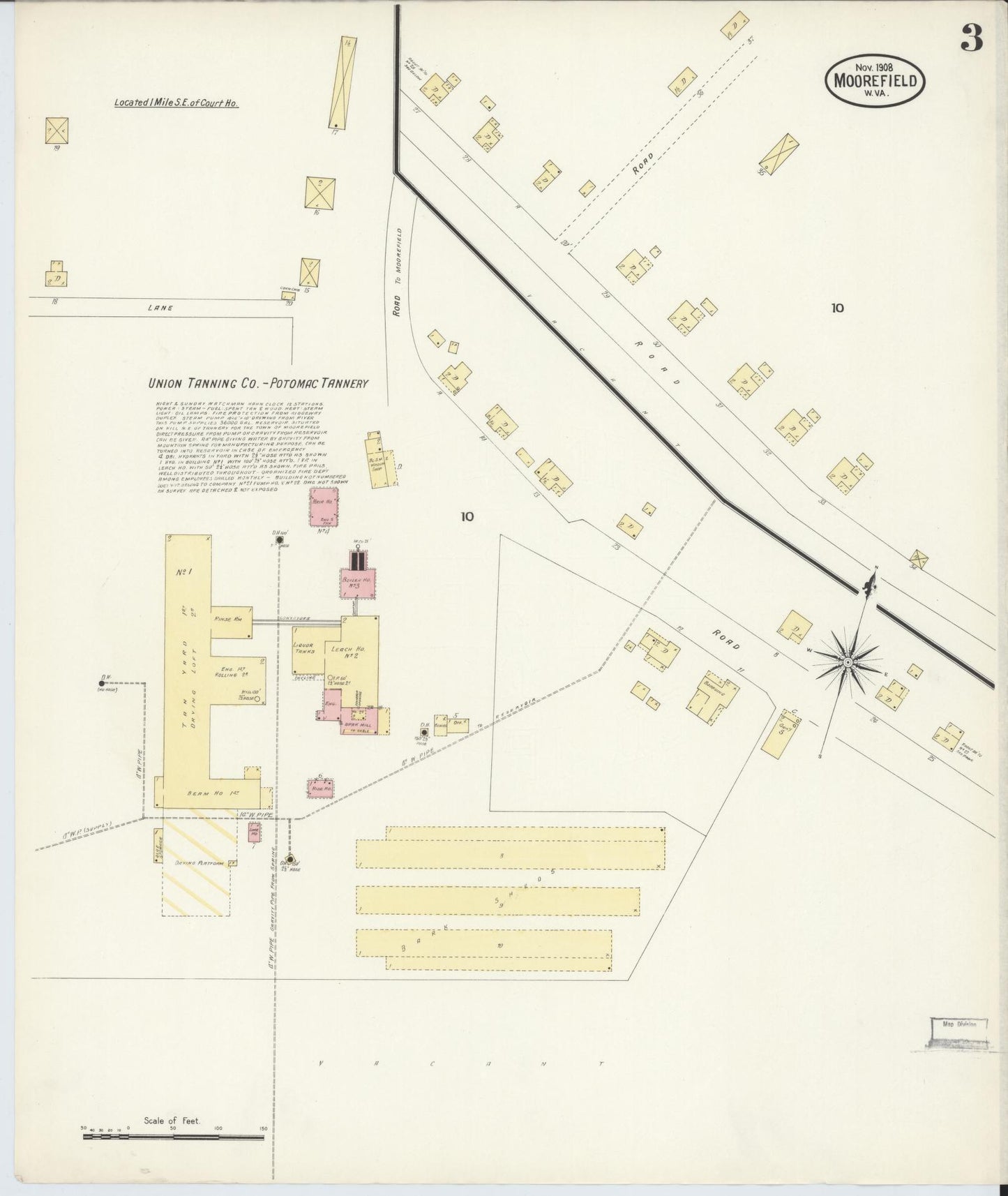 Sanborn Fire Insurance Map from Moorefield, Hardy County, West Virginia (1908), Sheet #0003 - Complete Map Set gallery image, historic Sanborn map, vintage wall art, West Virginia West Virginia
