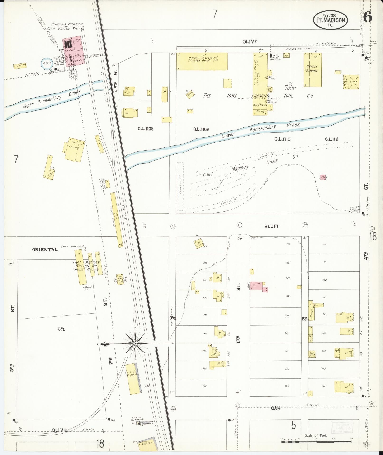 Sanborn Fire Insurance Map from Fort Madison, Lee County, Iowa (1907), Sheet #0006 - Historic Sanborn Fire Insurance Map Print