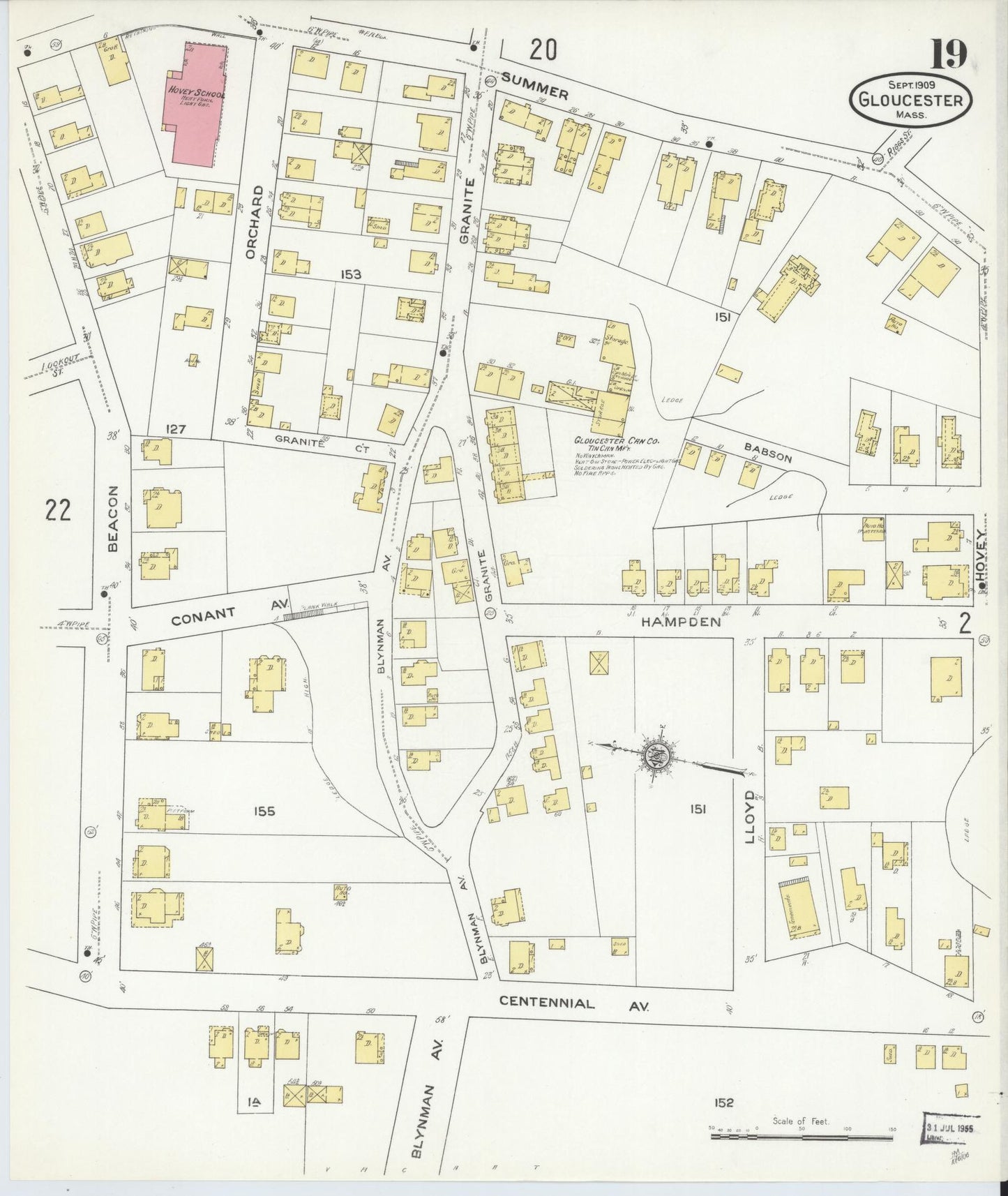 Sanborn Fire Insurance Map from Gloucester, Essex County, Massachusetts (1909), Sheet #0019 - Complete Map Set gallery image, historic Sanborn map, vintage wall art, Massachusetts Massachusetts
