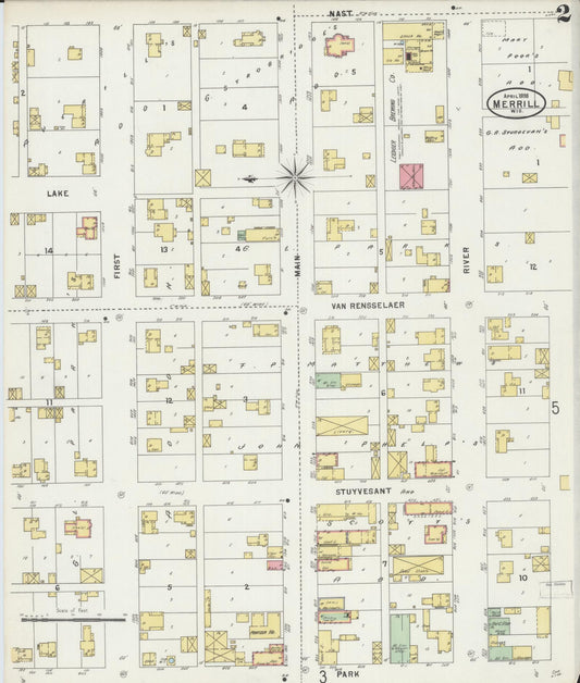 Sanborn Fire Insurance Map from Merrill, Lincoln County, Wisconsin (1898), Sheet #0002 - Historic Sanborn Fire Insurance Map Print, vintage old map wall art, antique decor, genealogy gift, Wisconsin Wisconsin map