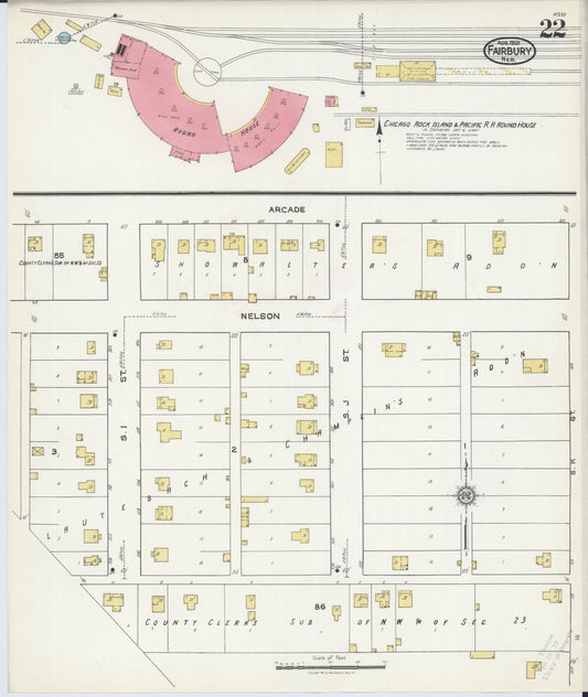 Sanborn Fire Insurance Map from Fairbury, Jefferson County, Nebraska (1921), Sheet #0022 - Historic Sanborn Fire Insurance Map Print, vintage old map wall art, antique decor, genealogy gift, Nebraska Nebraska map