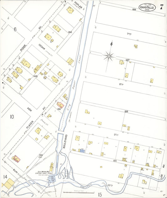 Sanborn Fire Insurance Map from Idaho Falls, Bonneville County, Idaho (1905), Sheet #0007 - Historic Sanborn Fire Insurance Map Print, vintage old map wall art, antique decor, genealogy gift, Idaho Idaho map