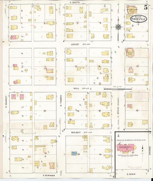 Sanborn Fire Insurance Map from Knoxville, Knox County, Illinois (1944), Sheet #0005 - Historic Sanborn Fire Insurance Map Print, vintage old map wall art, antique decor, genealogy gift, Illinois Illinois map