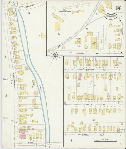 Sanborn Fire Insurance Map from Herkimer, Herkimer County, New York (1906), Sheet #0014 - Complete Map Set gallery image, historic Sanborn map, vintage wall art, New York New York