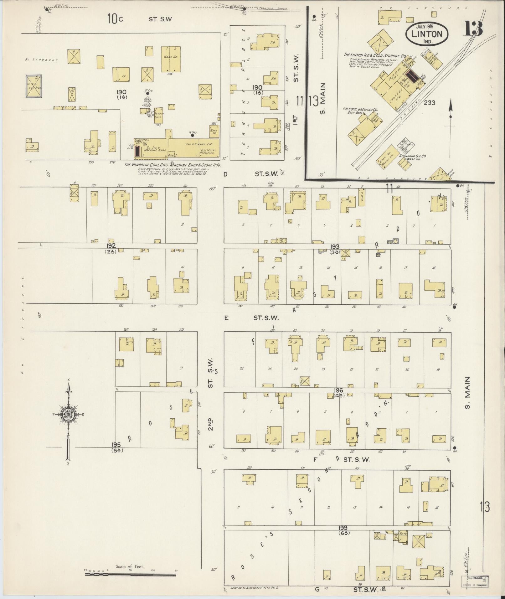Sanborn Fire Insurance Map from Linton, Greene County, Indiana (1915), Sheet #0013 - Complete Map Set gallery image, historic Sanborn map, vintage wall art, Indiana Indiana