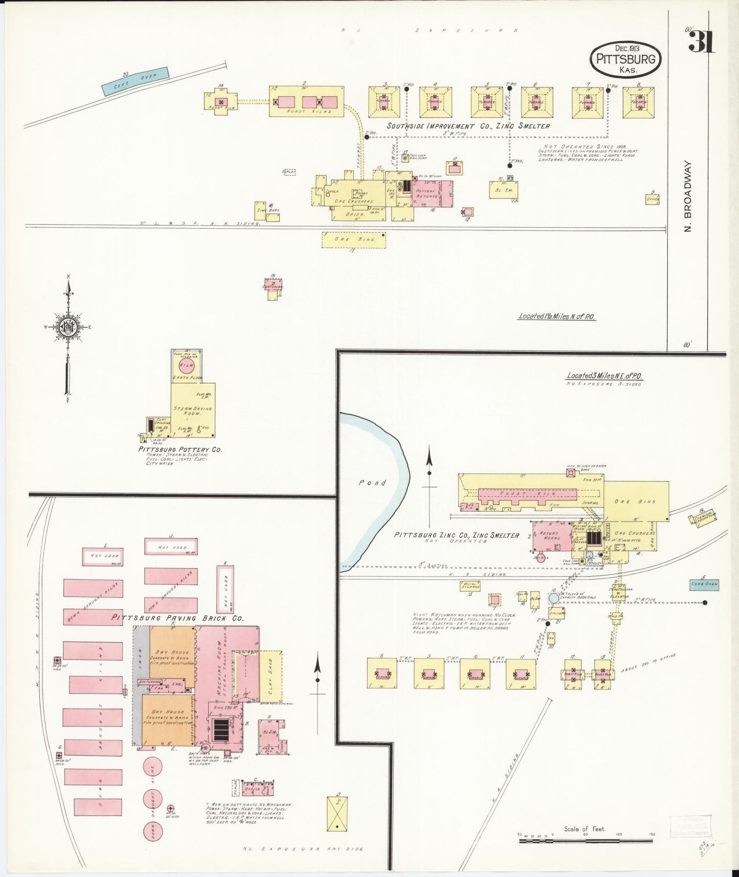 Sanborn Fire Insurance Map from Pittsburg, Crawford County, Kansas (1913), Sheet #0031 - Complete Map Set gallery image, historic Sanborn map, vintage wall art, Kansas Kansas