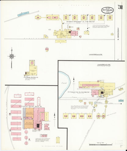Sanborn Fire Insurance Map from Pittsburg, Crawford County, Kansas (1913), Sheet #0031 - Complete Map Set gallery image, historic Sanborn map, vintage wall art, Kansas Kansas