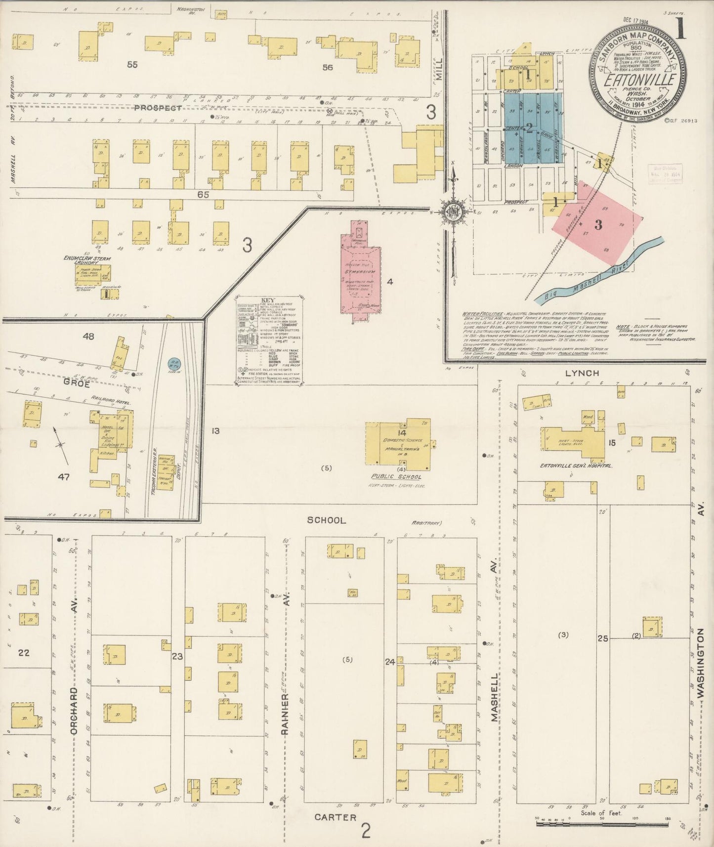Sanborn Fire Insurance Map from Eatonville, Pierce County, Washington (1914), Sheet #0001 - Complete Map Set gallery image, historic Sanborn map, vintage wall art, Washington Washington