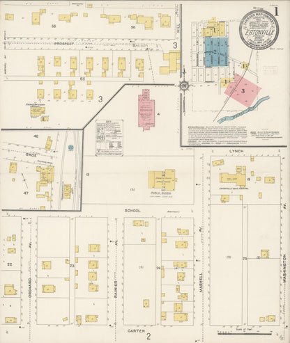Sanborn Fire Insurance Map from Eatonville, Pierce County, Washington (1914), Sheet #0001 - Complete Map Set gallery image, historic Sanborn map, vintage wall art, Washington Washington