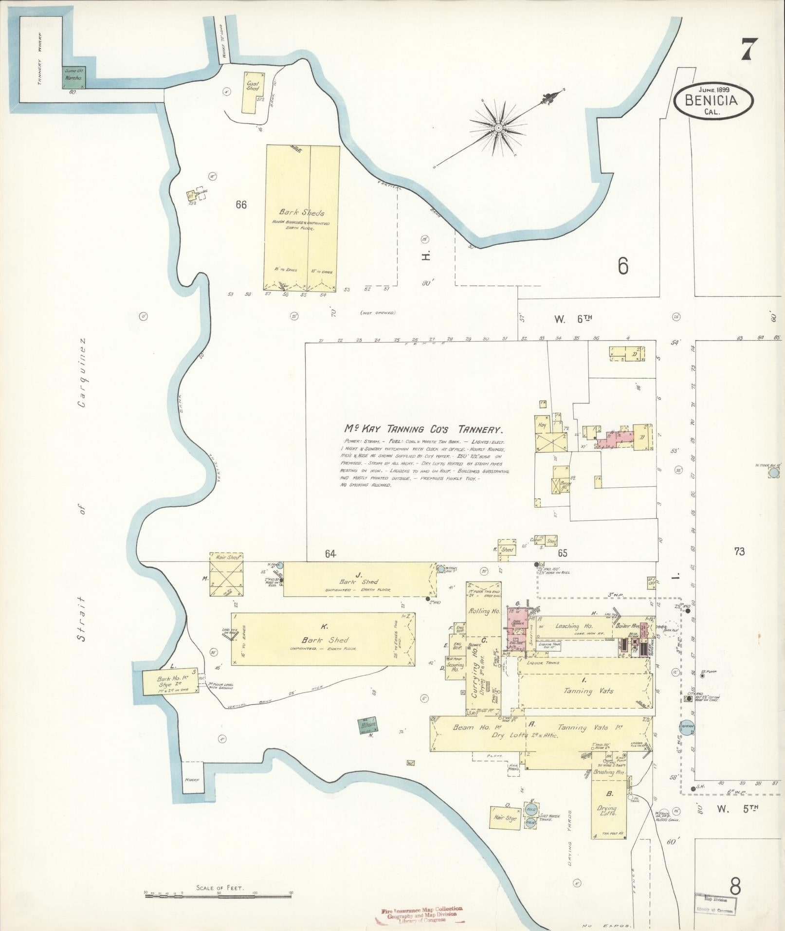 Sanborn Fire Insurance Map from Benicia, Solano County, California (1899), Sheet #0007 - Historic Sanborn Fire Insurance Map Print, vintage old map wall art, antique decor, genealogy gift, California California map