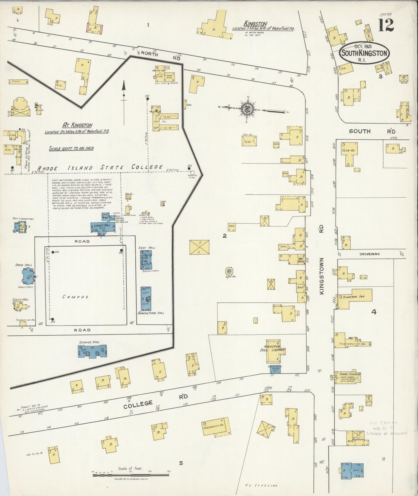 Sanborn Fire Insurance Map from South Kingstown, Washington County, Rhode Island (1921), Sheet #0012 - Complete Map Set gallery image, historic Sanborn map, vintage wall art, Rhode Island Rhode Island