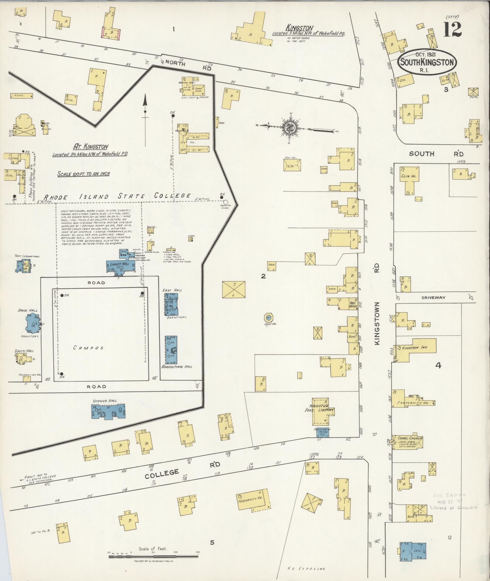 Sanborn Fire Insurance Map from South Kingstown, Washington County, Rhode Island (1921), Sheet #0012 - Complete Map Set gallery image, historic Sanborn map, vintage wall art, Rhode Island Rhode Island